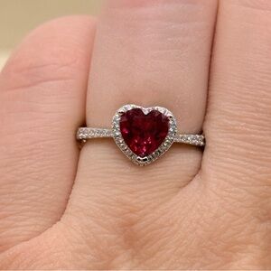 Radiant High Quality 1 Carat Lab Grown Heart Jedi Spinel Ring with Silver Band